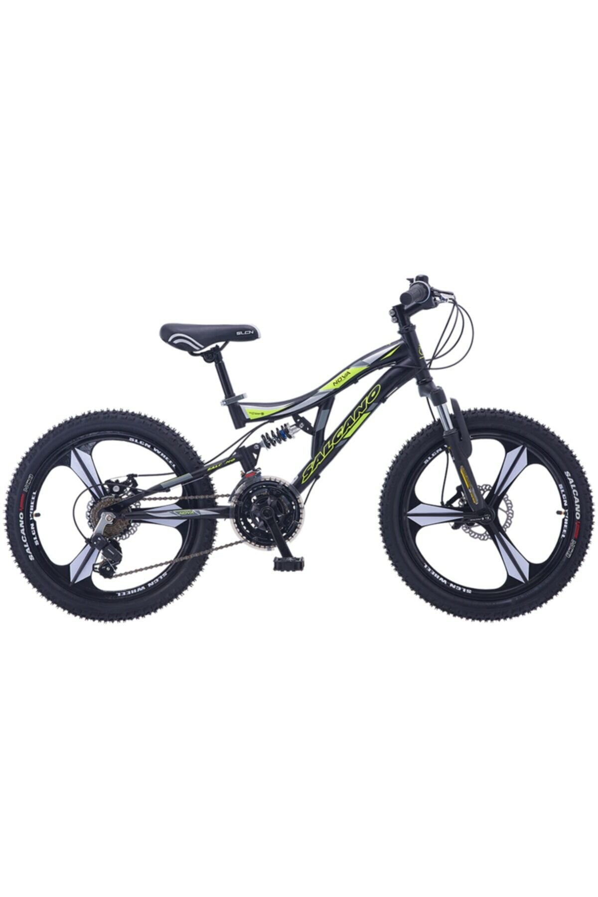Salcano Nova 20 Monoblok Wheel çift amortisor mat siyah sarı