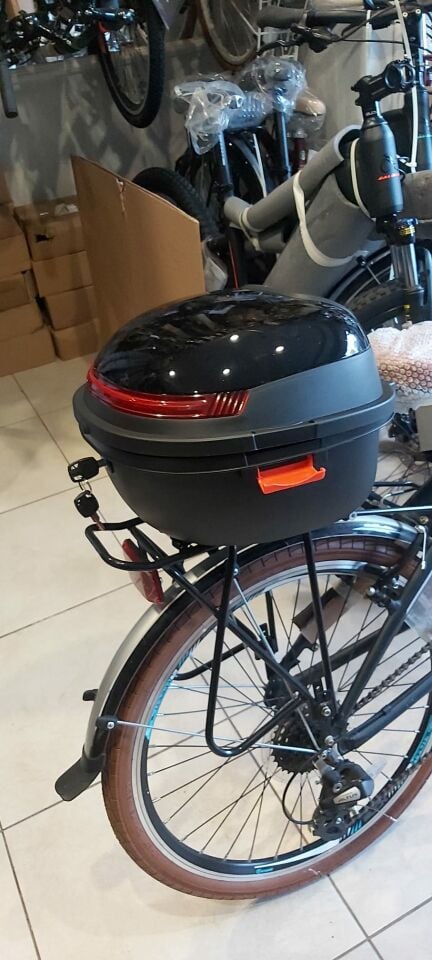 Elektrikli Bisiklet Motorsiklet  E-Bike Port Bagaj Arka çanta Kilitli Siyah 20 lt