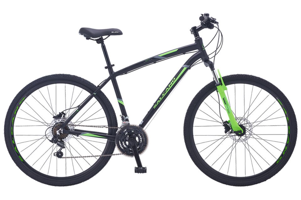 Salcano City Explorer HD 21 Vites Hidrolik Disk fren 19'' gezi şehir bisikleti SİYAH YEŞİL
