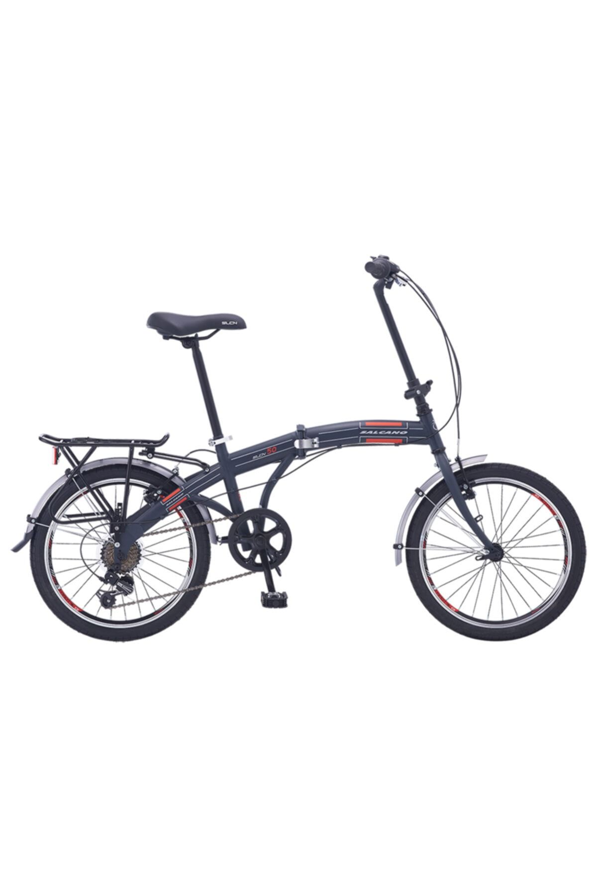 SALCANO SLCN 50 Katlanır Bisiklet parlak antrasit kırmızı shimano vitesli antrasit kırmızı