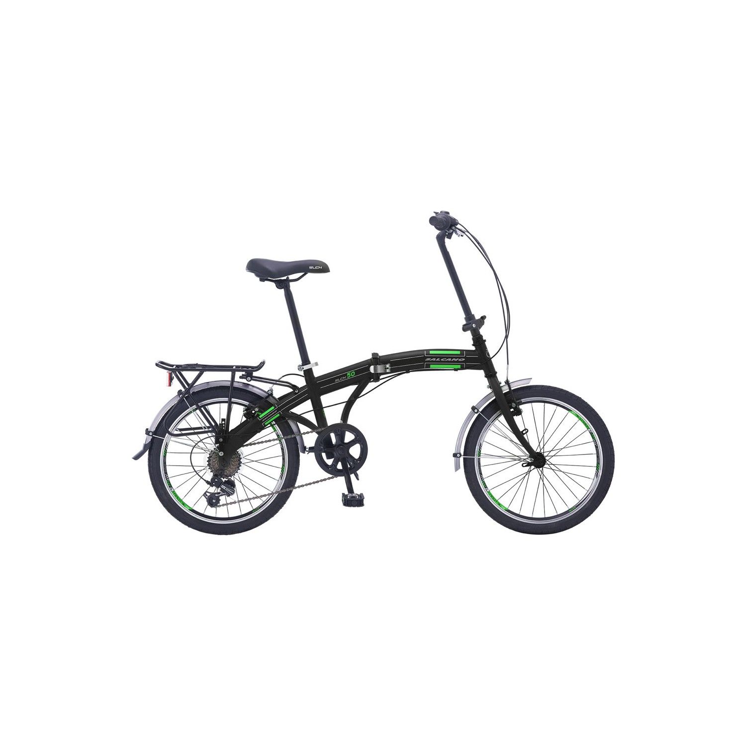 SALCANO SLCN 50 Katlanır Bisiklet parlak antrasit kırmızı shimano vitesli siyah yeşil
