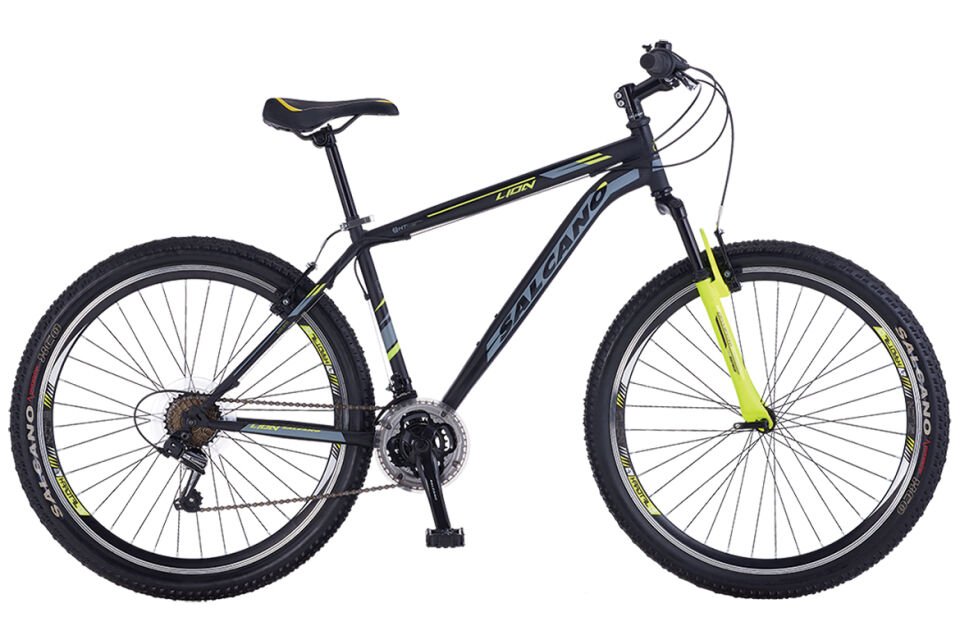 salcano lion 26 hd 18''Hidrolik disk Fren Shimano 21 Vites Dağ Bisikleti siyah sarı