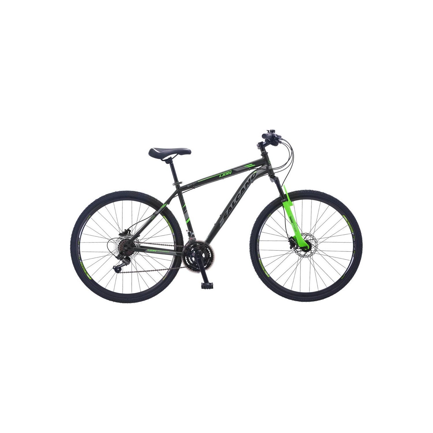 salcano lion 26 hd 18''Hidrolik disk Fren Shimano 21 Vites Dağ Bisikleti siyah yeşil