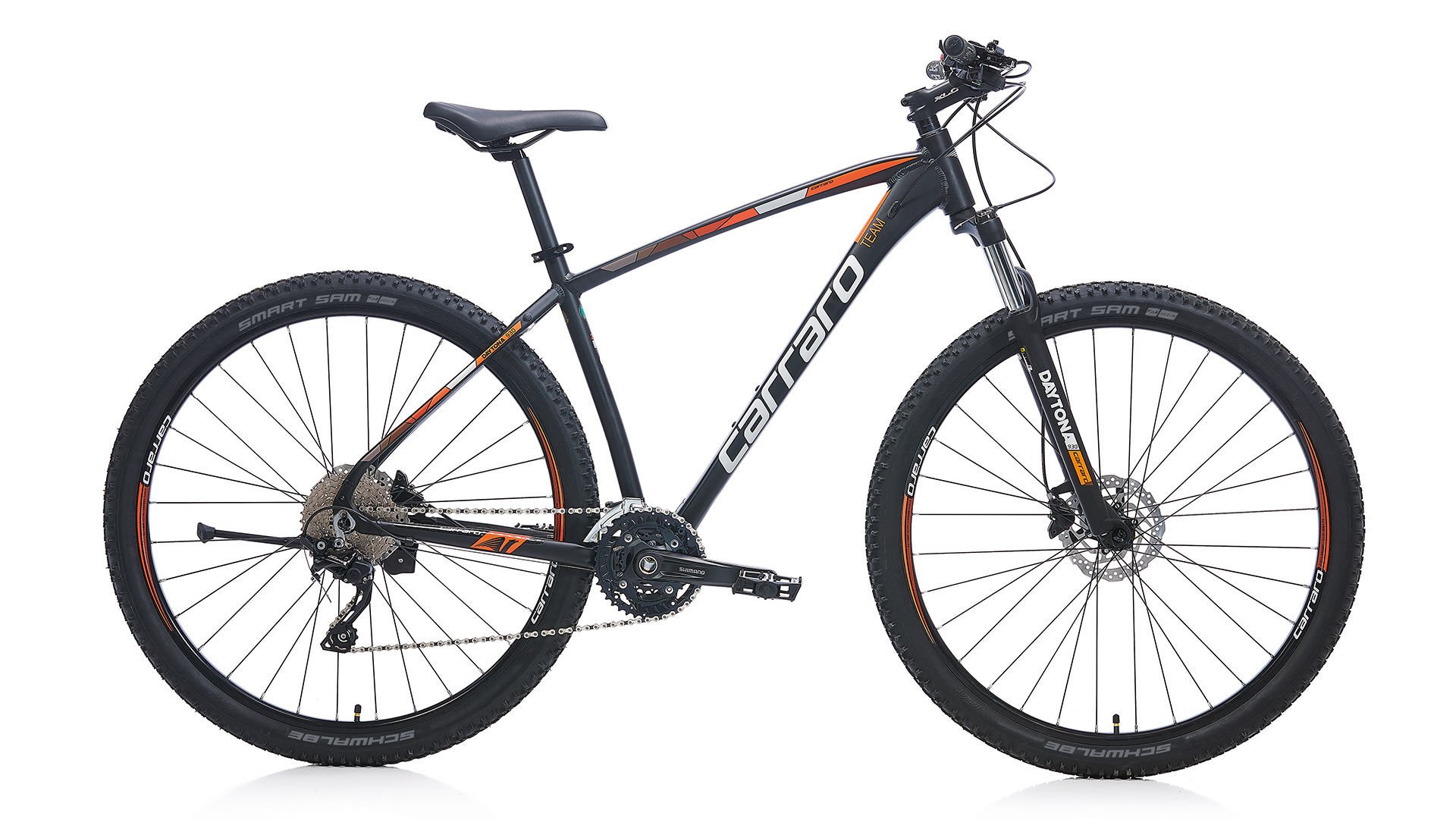 Carraro Daytona 730 27,5 Jant, 30 Vites Dağ Bisikleti Shimano Deore Hidrolik Disk 44 kadro Siyah turncu